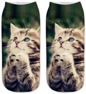 1 paar Kinderen 3d Gedrukt Kat Enkel Kids Korte Tieners Jongen Jongens Meisjes Sokken Knie kussens Meisje Sokken kids sokken kids Socks 8