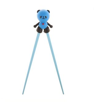 1 Paar Kinderen Baby Learning Training Chopstick Siliconen Cartoon Panda Helper Eetstokjes Beginner Gebruik Palillos Chino Durk blauw