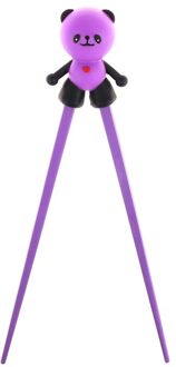 1 Paar Kinderen Baby Learning Training Chopstick Siliconen Cartoon Panda Helper Eetstokjes Beginner Gebruik Palillos Chino paars