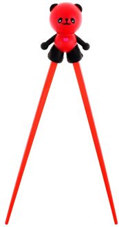 1 Paar Kinderen Baby Learning Training Chopstick Siliconen Cartoon Panda Helper Eetstokjes Beginner Gebruik Palillos Chino rood