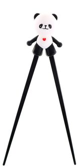 1 Paar Kinderen Baby Learning Training Chopstick Siliconen Cartoon Panda Helper Eetstokjes Beginner Gebruik Palillos Chino zwart