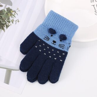 1 Paar Kinderen Kids Winter Warm Thicken Handschoenen Meisjes Jongens Peuter Leuke Kat Wanten Imitatie Kasjmier Vinger Handschoenen Voor 3-7Y 01