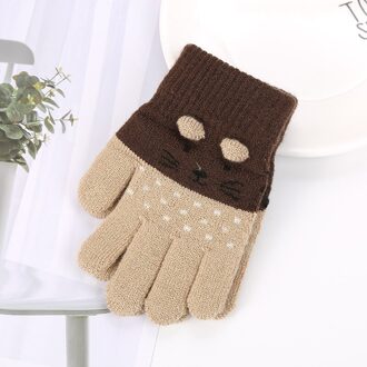 1 Paar Kinderen Kids Winter Warm Thicken Handschoenen Meisjes Jongens Peuter Leuke Kat Wanten Imitatie Kasjmier Vinger Handschoenen Voor 3-7Y 04