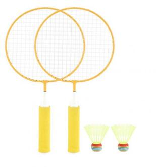 1 Paar Kinderen Training Badminton Racket Bal Set Indoor/Outdoor Sport Spel Speelgoed geel
