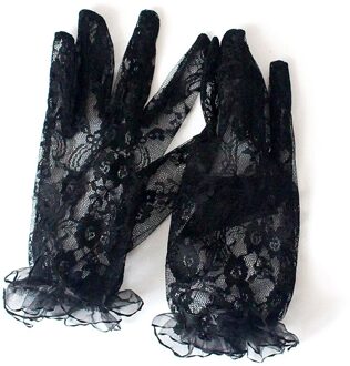 1 paar Korte Kanten Handschoenen Bruids Pols Kant Handschoenen Vintage Zonnebrandcrème Bloemen Handschoenen voor Vrouwen Meisjes ST249