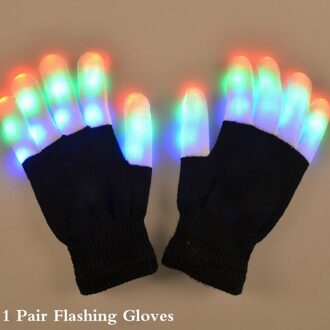 1 Paar Led Knippert Magic Handschoenen Kleurrijke Vinger Gloeiende Handschoen Voor Kinderen Volwassen