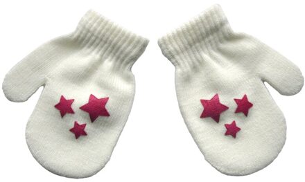 1 Paar Leuke Dot Ster Hart Patroon Wanten Jongens Meisjes Zachte Breien Warme Handschoenen Voor Kinderen Kids wit 1