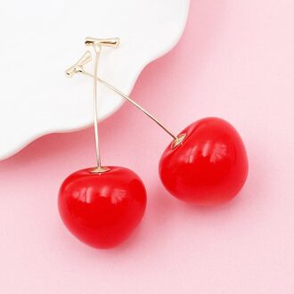 1 Paar Leuke Simulatie Red Cherry Zoete Resin Earring Rode Kleur Voor Vrouwen Meisje Student Fruit xmas 2stk kers