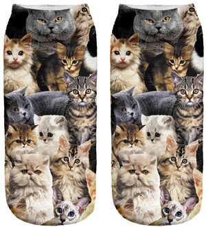 1 Paar Leuke Vele Puppy Katten Gedrukt Katoenen Sokken voor Kids Kinderen Meias Calcetines Bebe Lage Ankle 3D Sokken 19 cm lengte