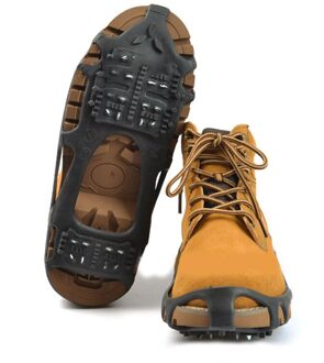 1 Paar Lopen Anti-Slip Schoen Grijper Winter 24 Tanden Ice Claw Sneeuw Schoen Cover Outdoor Sneeuw Ijs Klimmen shoe Spikes Grips zwart S