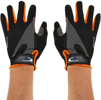 1 paar M/L/XL Fiets Handschoenen Volledige Vinger Anti-skid Touchscreen Mannen Vrouwen MTB Fiets Handschoenen fietsen Outdoor Ademend Zomer Wanten Oranje / L
