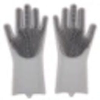 1 Paar Magic Siliconen Afwasborstel Afwassen Spons Spons Scrub Handschoenen grijs