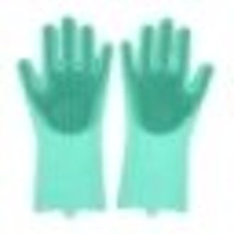 1 Paar Magic Siliconen Afwasborstel Afwassen Spons Spons Scrub Handschoenen groen