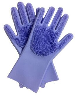 1 Paar Magic Siliconen Afwasborstel Afwassen Spons Spons Scrub Handschoenen Paars