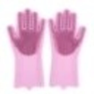 1 Paar Magic Siliconen Afwasborstel Afwassen Spons Spons Scrub Handschoenen roze