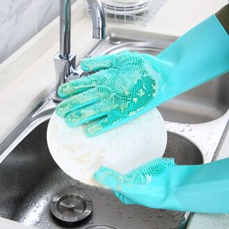 1 Paar Magic Siliconen Afwasborstel Afwassen Spons Spons Scrub Handschoenen willekeurig kleur