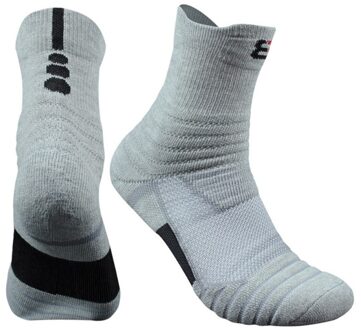 1 Paar Mannen Katoen Outdoor Sport Sokken Wandelen Hardlopen Fietsen Basketbal Handdoek Bodem Winter Sokken Comfortabele Schoenen Grijs
