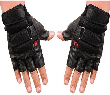 1 paar Mannen PU Lederen Handschoenen Gym Exercise Training Sport Fitness Half Vinger Handschoenen Winter Warmer s10 se21