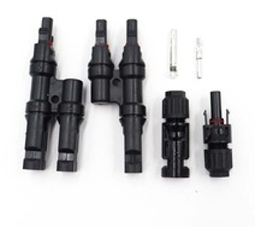 1 paar MC4 sluit mannelijke + vrouwelijke en 1 paar MC4 T tak connector