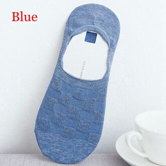1 paar Mode Mannen Boot Sokken Zomer Herfst antislip Siliconen Onzichtbare Katoenen Sokken Heren Enkel Sok Pure Kleur slippers Sok blauw