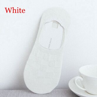 1 paar Mode Mannen Boot Sokken Zomer Herfst antislip Siliconen Onzichtbare Katoenen Sokken Heren Enkel Sok Pure Kleur slippers Sok wit