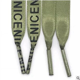 1 Paar Mooie Brief Gedrukt Veters 1 Cm Breedte 100 Cm Lengte Canvas Sneakers Schoenveters Flat Schoenveters Strings leger groen