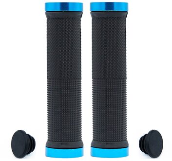 1 Paar Mountainbike Stuur End Grips Rubber Non Slip Lock Handvat Covers blauw