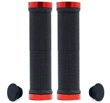 1 Paar Mountainbike Stuur End Grips Rubber Non Slip Lock Handvat Covers rood