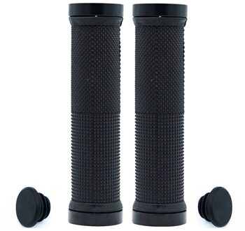 1 Paar Mountainbike Stuur End Grips Rubber Non Slip Lock Handvat Covers zwart