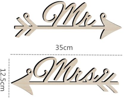 1 Paar Mr & Mrs Pijl Borden Rustieke Houten Bruiloft Teken Gunsten Huwelijk Party Stoel Decoratie Fotografie Prop Bruiloft levert