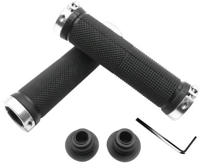 1 Paar Mtb Bmx Road Fietsen Stuur Grips Anti-Skid Rubber Fiets Grips Mountainbike Slot Op Fietsstuur end Grips zilver