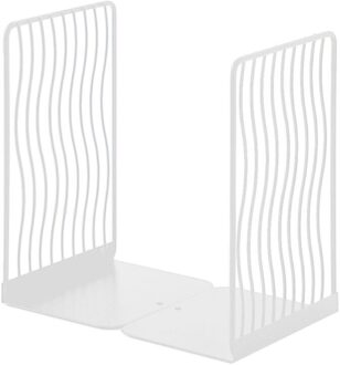 1 Paar Nordic Iron Boekensteunen Boek Stand Ondersteuning Desktop Kantoor Tijdschrift Organisator Rack Plank Houder 103F wit