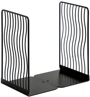 1 Paar Nordic Iron Boekensteunen Boek Stand Ondersteuning Desktop Kantoor Tijdschrift Organisator Rack Plank Houder 103F zwart