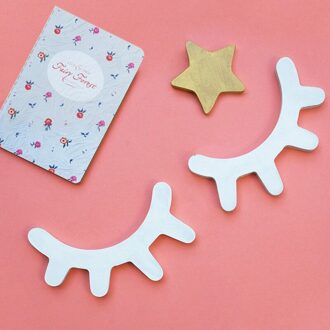 1 Paar Nordic Stijl Schattige Houten 3D Wimper Muursticker Decor Kinderen Kids Baby Kamer Achtergrond Muur Sticker Home Decoratie wit