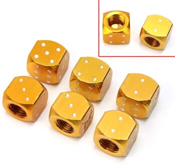 1 Paar Novel Gold Tone Dice Fiets Auto Truck Ventieldopjes Aluminium Mtb Wheel Stem Band Air Valve stof Stofdicht Caps