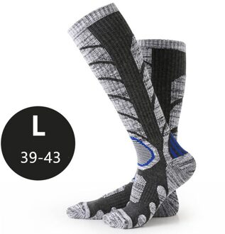 1 Paar Outdoor Skiën Sokken Warm Vocht-Absorberende Warm Knie Hoge Sport Sokken Skiën Snowboarden Gereedschap donker grijs