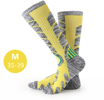 1 Paar Outdoor Skiën Sokken Warm Vocht-Absorberende Warm Knie Hoge Sport Sokken Skiën Snowboarden Gereedschap geel