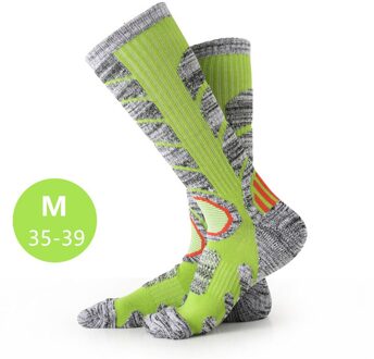 1 Paar Outdoor Skiën Sokken Warm Vocht-Absorberende Warm Knie Hoge Sport Sokken Skiën Snowboarden Gereedschap groen