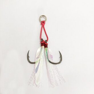 1 Paar/partij Lood Jig Lokken Haken Enkele Haak Prikkeldraad Monteren Met Flash Veer Boot Jigging Pesca Helpen Haak Paar Dubbele jig Haak size 14x24mm