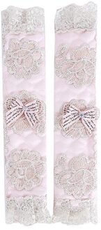 1 paar Pastorale Stijl Kant Koelkast Deur Stand Handvat Covers Koelkast Handvat Covers Decoratieve Keuken Deurknop Covers roze lang