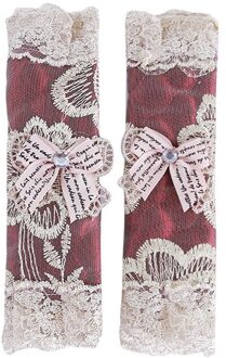 1 paar Pastorale Stijl Kant Koelkast Deur Stand Handvat Covers Koelkast Handvat Covers Decoratieve Keuken Deurknop Covers wijn rood kort