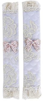 1 paar Pastorale Stijl Kant Koelkast Deur Stand Handvat Covers Koelkast Handvat Covers Decoratieve Keuken Deurknop Covers zilver grijs lang