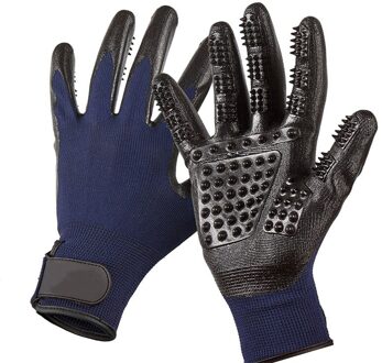 1 Paar Pet Grooming Handschoen Voor Hond Wol Handschoen Zachte Rubber Pet Hair Remover Hond Paard Kat Baden Massage Borstel handschoen Schoon Kam blauw