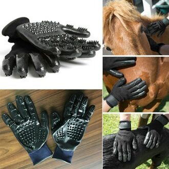 1 Paar Pet Grooming Handschoenen Links Rechts Verbeterde Vijf Vinger Zachte-De Vergieten Borstel Voor Grote Huisdier honden Paarden Masseren