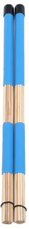1 Paar Professionele Bamboe Land Jazz Ballad Percussie Drum Borstels Bundle Drum Sticks Met Rubberen Handvat 40Cm 5 Kleuren blauw