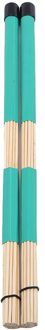 1 Paar Professionele Bamboe Land Jazz Ballad Percussie Drum Borstels Bundle Drum Sticks Met Rubberen Handvat 40Cm 5 Kleuren groen
