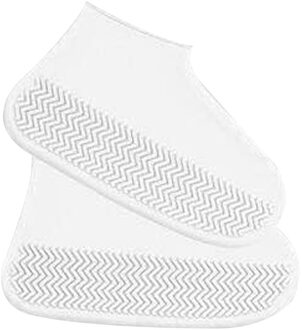 1 Paar Regenhoes Voor Schoenen Tuin Waterdichte Siliconen Schoen Cover S/M/L Rubber Anti Slip Regen boot Overschoenen Herbruikbare Schoen Covers L wit