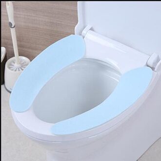 1 Paar Reizen Hotel Sticky Wc Mat Super Zachte Herbruikbare Flanel Warmer Mat Cover Pad Kussen Badkamer Set Toilet Seat kussen blauw