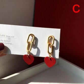 1 Paar Rood Hart Strik Stud Oorbellen Oor Accessoires Zoete Vrouwen Sieraden