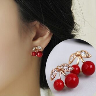 1 Paar Rood Hart Strik Stud Oorbellen Oor Accessoires Zoete Vrouwen Sieraden
